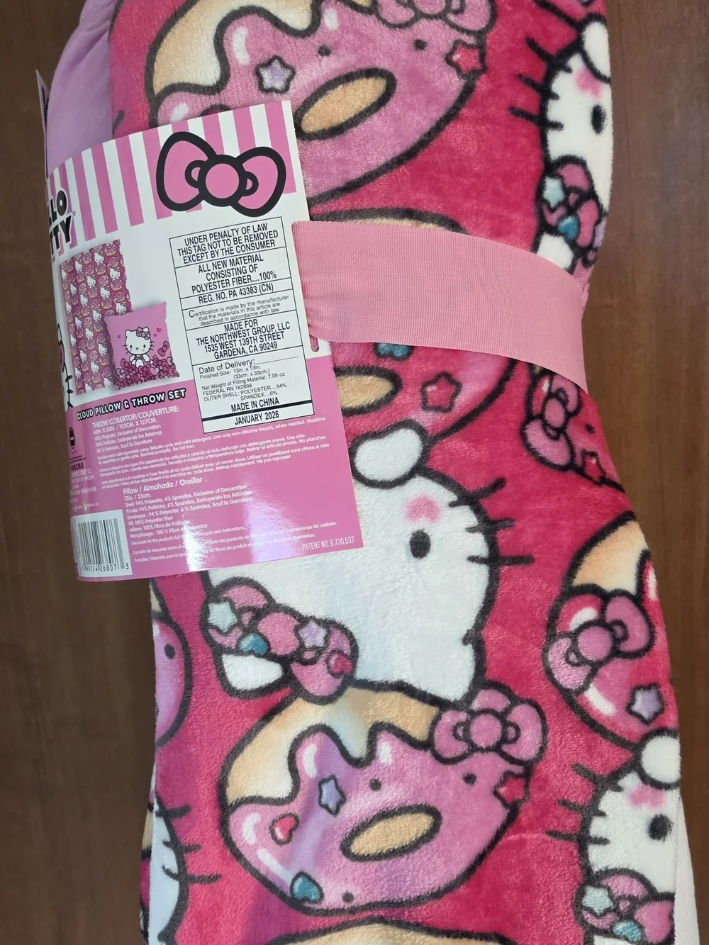 Hello Kitty Pink Donut Cloud Pillow & Throw Set